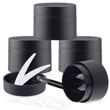 Imagem de Recipientes de plástico pacote com 4, frascos de tamanho de viagem de 30 g com tampas, ideais para maquiagem, cosméticos, protetor labial, creme de amostra e loção de beleza