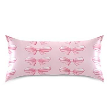 Imagem de Blueangle Linda fronha de cetim com gravata borboleta para cabelo e pele, fronha de seda, tamanho king (50,8 x 101,6 cm) - Capas de almofada de cetim refrescantes com fecho de envelope (304)