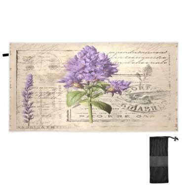 Imagem de Blueangle Toalha de praia vintage lavanda - Toalhas de viagem compactas e leves - Toalha de secagem rápida super absorvente para natação, acampamento e férias (283)
