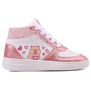 Imagem de Tênis Infantil Feminino Casual Menina Capivara Escola Brincar Macio (Botinha, BR, Criança de 4 a 8 anos, Numérico, 33)