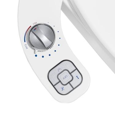 Imagem de OLUFIA Bidê quente e frio, acessório de bidê de água quente para vaso sanitário, bidê quente não elétrico com pressão de água ajustável, bocal duplo traseiro e lavagem feminina - autolimpeza (prata)