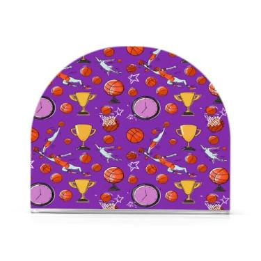 Imagem de Qilmy Porta-guardanapos, porta-guardanapos de copo de campeonato de basquete para mesas cozinha restaurante decoração de casa, suporte decorativo moderno para guardanapos de coquetel de papel de