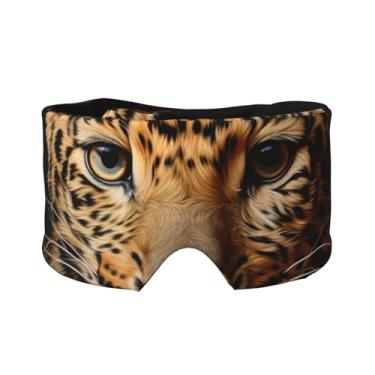Imagem de Máscara de proteção para olhos e orelhas com estampa de leopardo, respirável, ajustável, blecaute, confortável