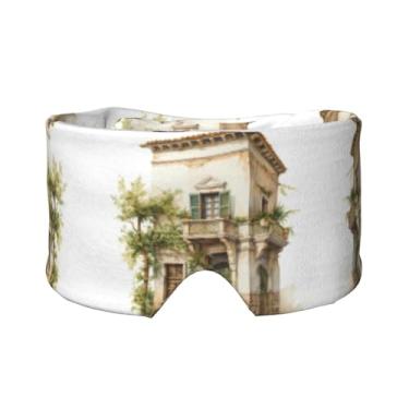 Imagem de Edifício antigo com ramo de oliveira romano e estampa grega máscara para dormir para olhos e orelhas, respirável, ajustável, blecaute, venda, confortável