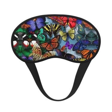 Imagem de Máscara de dormir com estampa de borboleta colorida desenhada à mão, máscara para os olhos, macia, leve, para dormir, meditação, viagem, ioga