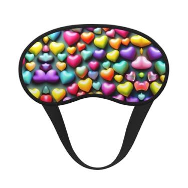 Imagem de Máscara de dormir blecaute com estampa de corações arco-íris coloridos máscara de luz macia para dormir meditação viagem ioga