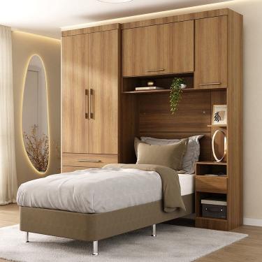 Imagem de Quarto Modulado Solteiro com Guarda-roupas Maleiro e Cabeceira Paris Master Luciane Moveis