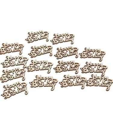 Imagem de 15pcs conjunto Sinal de Mesa Madeira Vintage Rustic FELIZ ANIVERSÁRIO Ornamentos Placa Decoração para Festa Casamento DI