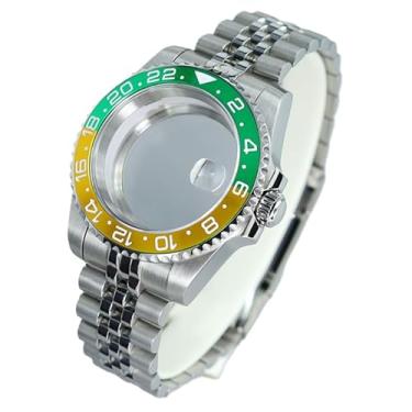 Imagem de FEIYASHI Caixa de relógio de mergulho de aço GMT de dois tons 200 m à prova d'água para movimento NH35/34/36/38 4R36 Miyota8215 ETA2824, Tampa inferior de vidro 9, For Miyota8215 8205 Movement, Caixa