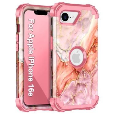 Imagem de Casetego Capa para iPhone 16e, proteção resistente à prova de choque, resistente, de três camadas, policarbonato rígido + TPU macio para meninas para Apple iPhone 16e de 6,1 polegadas, dourado