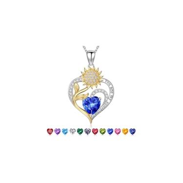 Imagem de Iefil Presentes de Dia das Mães - Presentes de girassol para mulheres, colar de girassol, colar de pedra do mês de nascimento para mulheres, presente de aniversário para mãe, You Are My Sunshine, joia