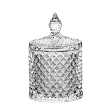 Imagem de Bomboniere Potiche Decorativo Pote De Vidro Cotonetes Transparente 290ml Maldivas Star Em Casa Tem