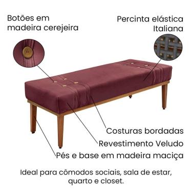 Imagem de Kit Recamier E Cabeceira Santorini Spz 90cm Veludo Vinho