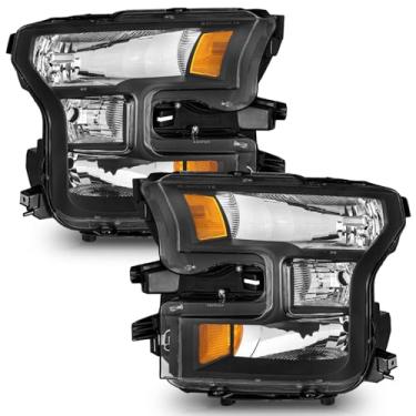 Imagem de WEELMOTO Conjunto de faróis para Ford F150 2015 2016 2017 (NÃO PARA faróis LED ou HID de fábrica), compatível com pares de montagem de faróis Ford F150 15-17