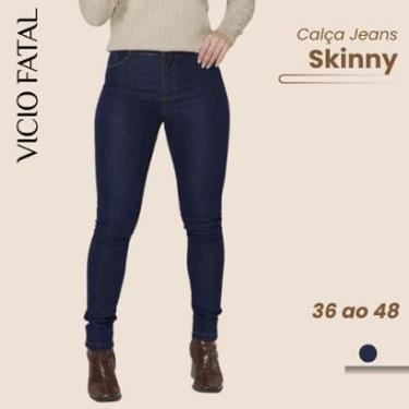 Imagem de Calça Feminina Jeans Skinny Tex Denim Reta Empina Bumbum-Feminino