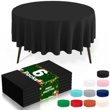 Imagem de misaya 6 pacotes de toalhas de mesa descartáveis de plástico, toalha de mesa redonda impermeável de 213 cm, à prova de vazamento e capas de mesa decorativas resistentes para piquenique, festa e