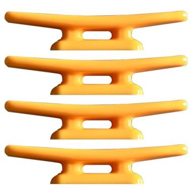 Imagem de Laorde Chuteiras de nylon amarelas, 10 cm/12,7 cm/15,2 cm/20,3 cm, grampos de doca de grau marítimo para corda, caiaque, ancoragem, canoa, decoração marítima, amarração (pacote com 4 unidades)