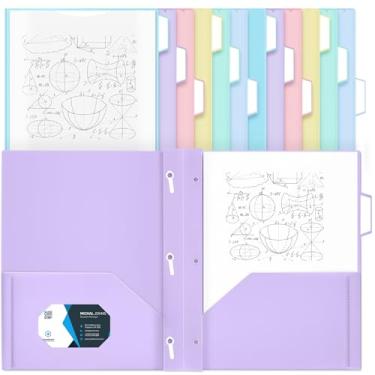 Imagem de Fuutreo 12 pastas pastéis de plástico a granel com garras e abas cortadas de 1/3 para papel tamanho carta com etiquetas coloridas para material organizador de escritório escolar