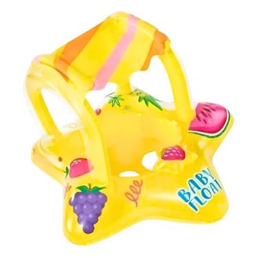 Imagem de Boia Bote Inflável Criança Para Bebê Fralda Cobertura Sol (Amarelo)