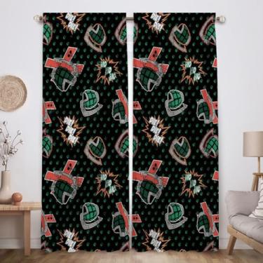 Imagem de Funnytree Hero Academy Cortinas de janela de anime japonês, decoração de quarto de casa, tecido durável, lavável na máquina 208 x 213 cm SC00343-013