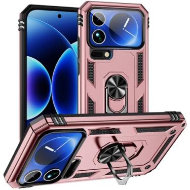Imagem de LTLMYDAM Capa magnética para Xiaomi 17 Pro Max/17 Pro/17, anel giratório, capa ultrafina, proteção militar resistente a arranhões, rosa, 17 Pro