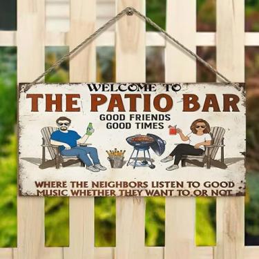 Imagem de Placa de pendurar de 10 x 20 cm – Placa de churrasco para amigos, decoração rústica de casa de fazenda para cerca, varanda, jardim (casa vintage e design floral)