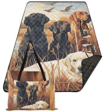 Imagem de TSENQUE Manta de praia à prova de areia para cães labrador retriever à prova d'água para piquenique cobertor de gramado fofo para tapete de grama 203 x 152 cm