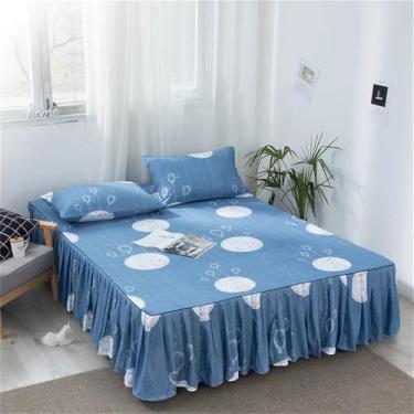 Imagem de Capa de cama plissada Fashion Home com saia de cama, tamanho queen, resistente ao desbotamento, macia, para cama de solteiro e casal, 3, 120x200x40cm