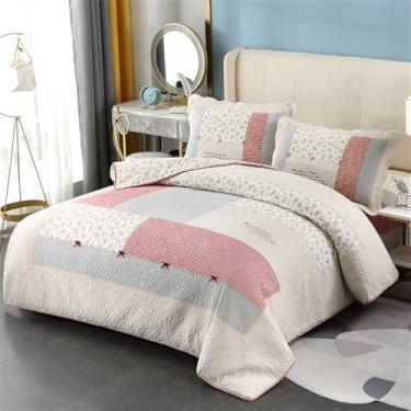 Imagem de Edredom patchwork 100% algodão, grosso, para ar condicionado, ideal para o verão, com lençol, capa de cama e fronha. Tamanho 002, 225x245cm.