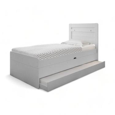 Imagem de Cama Solteiro Larissa Branca Com Auxiliar