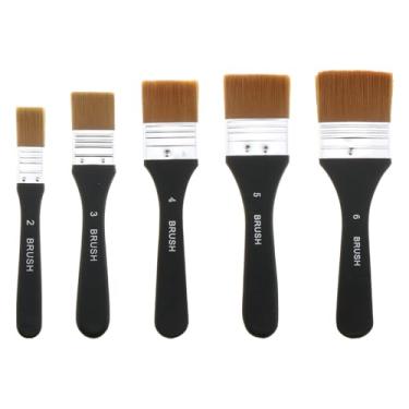 Imagem de DGZZI 5 peças número 2/3/4/5/6 ferramenta de pintura de pincel de lã de nylon adequada para pintura em aquarela, colagem, gesso, verniz, remoção de poeira