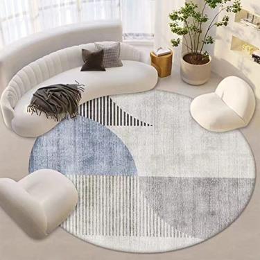 Imagem de Tapete redondo para quarto, tapete circular cinza para quarto de crianças, tapete de pelúcia peludo para quarto de adolescente, tapete felpudo moderno para quarto, decoração de quarto moderno, D