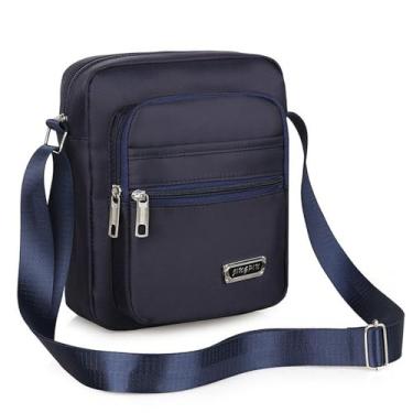Imagem de Bolsa transversal masculina, bolsa tiracolo de grande capacidade, bolsa de ombro único, bolsa masculina simples e casual de negócios, Azul, Comutar