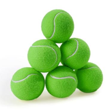 Imagem de PHOEPET Pacote com 6 bolas de tênis para cães, bolas de borracha a granel para brinquedos de mastigação para iniciantes (verde)
