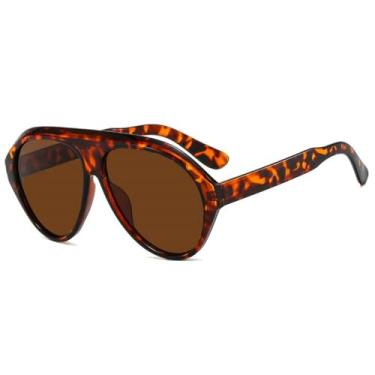 Imagem de Óculos de Sol Oversized Jelly Color Unissex Punk UV400 para Esportes ao Ar Livre, Corrida e Ciclismo, Estampa de Leopardo Marrom