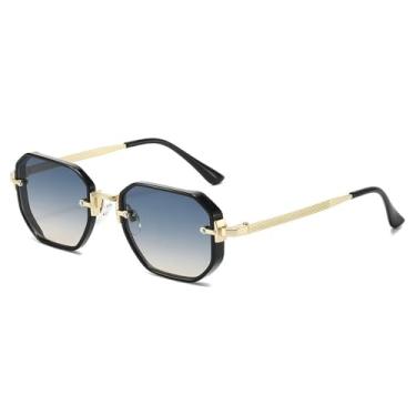 Imagem de Óculos de Sol UV400 - Armação Pequena Estilo Punk com Lentes Degradê em Metal para Homens e Mulheres, Ideais para Esportes ao Ar Livre, Corrida e Ciclismo, nas Cores Dourado, Cinza e Rosa.