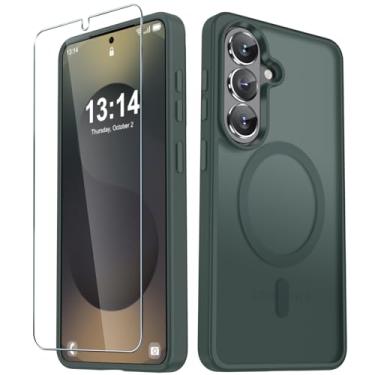 Imagem de YENAPOON Capa para Samsung Galaxy S26+ Plus, capa magnética fosca [atualizada em 2026] com 1 protetor de tela, suporte para MagSafe, proteção militar à prova de choque, parte traseira fosca