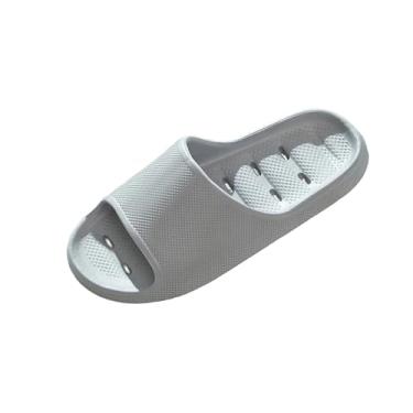 Imagem de Pantufas masculinas e femininas para casa todas as estações, uso interno e externo, sola grossa, sola macia, leve, banheiro, Cinza, 37