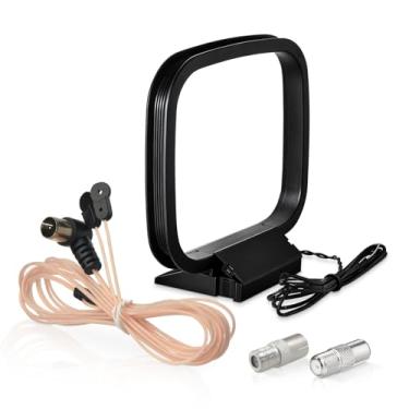Imagem de SZSAUTO Antena dipolo de rádio FM antena interna AM Loop Antena 75 Ohm FM para Yamaha Marantz Pioneer Onkyo receptor estéreo doméstico Bluetooth interno AV áudio vídeo Home Theater sintonizador