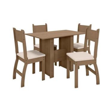 Imagem de Conjunto Mesa de Jantar Milano 1,08m com 4 Cadeiras Carvalho/Savana - 