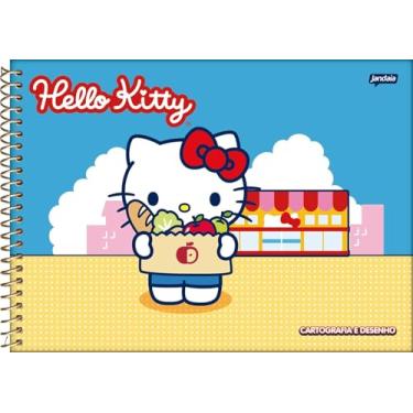 Imagem de Hel-lo Kit-ty Caderno Universitário Espiral, Cartografia e Desenho, 80 Folhas