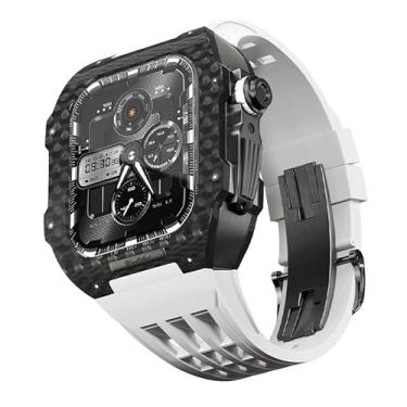 Imagem de BCMCBV Pulseira de fibra de carbono para pulseira de relógio Apple série 44/45mm, kit de modificação de pulseira de borracha compatível com Iwatch 8 7 6 5 4 SE Series Upgrade Modificação (Cor: H, Tamanho: 45mm)