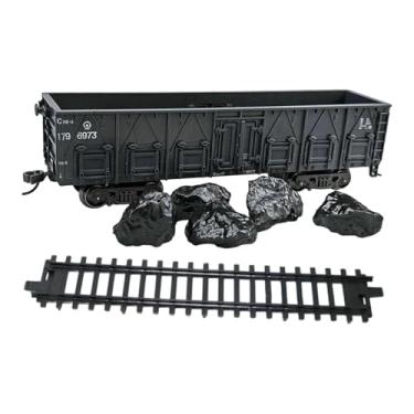 Imagem de simhoa Miniatura de em escala 1:75, modelo de vagão artesanal para mesa, ideal para festas, com trilhos, conjunto ferroviário para crianças e bebês, Vagão Aberto Preto