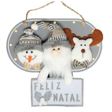 Imagem de Placa Trio Bonecos Natalino CZ c/Led – Decoração natalina – adicione charme e aconchego à sua casa nas festas