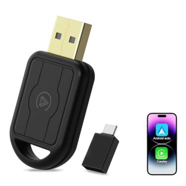 Imagem de ossomo Adaptador CarPlay sem fio, 2 em 1 CarPlay e adaptador automotivo sem fio para Android, converte com fio para sem fio com USB/Tipo-C, Plug Play Car Play para iOS 10+ /Android 10+