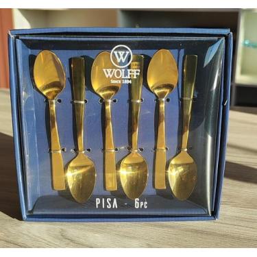 Imagem de Jogo 6 Colheres De Café Em Aço Inox - Wolff Pisa Dourado - Rojemac