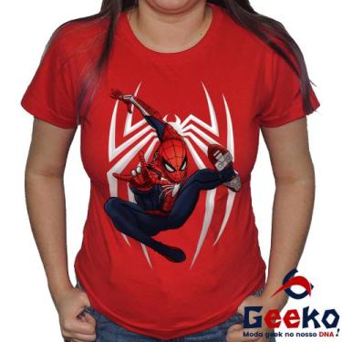 Imagem de Baby Look Homem Aranha 100% Algodão Vingadores Geeko, Vermelho aranha 