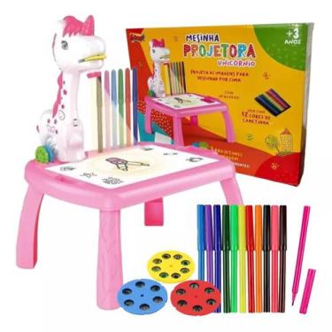 Imagem de Mesinha Projetora Unicórnio Meninas Com Canetinhas Colorida - ZOOP