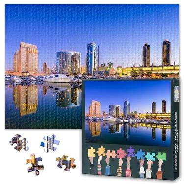 Imagem de Quebra-cabeças do horizonte de San Diego para adultos 1000 peças, quebra-cabeça de San Diego Califórnia, quebra-cabeça adulto para adultos, jogos divertidos educativos ou brinquedos para amigos idosos