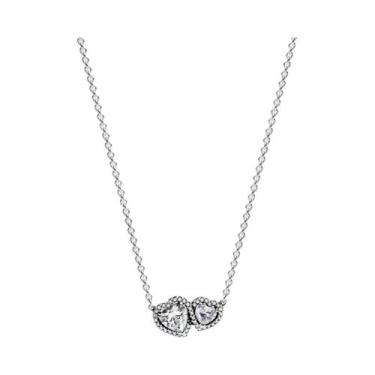 Imagem de Colar De Prata Esterlina 925 Com Pingente De Coração Vermelho E Laço C